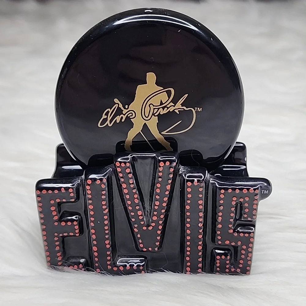 Elvis Presley Ceramic Black, Red & Gold Salt & Pepper Shaker Set